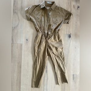 Size Us 4 jumpsuit from Petal + Pup. Worn once like new! Tan with buttons